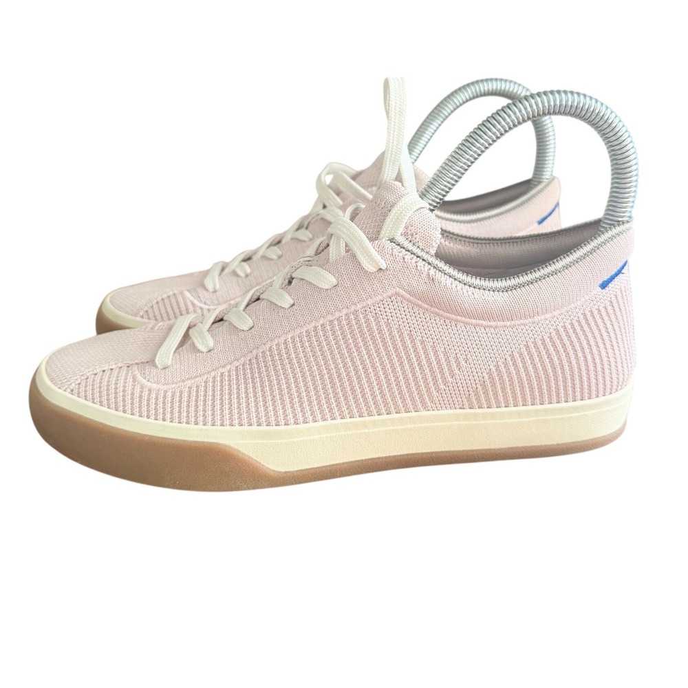 Rothy's RS01 Sneaker Womens 7 Pink Gum Sole Lace Up Knit EUC - Picture 2 of 9